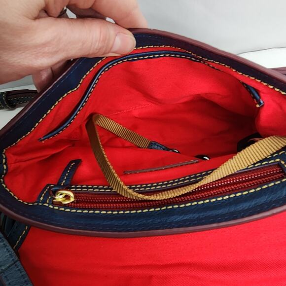 Dooney & Bourke Leather Slate Blue Crossbody Saddle Bag/ Purse Adjustable Strap - Picture 15 of 16